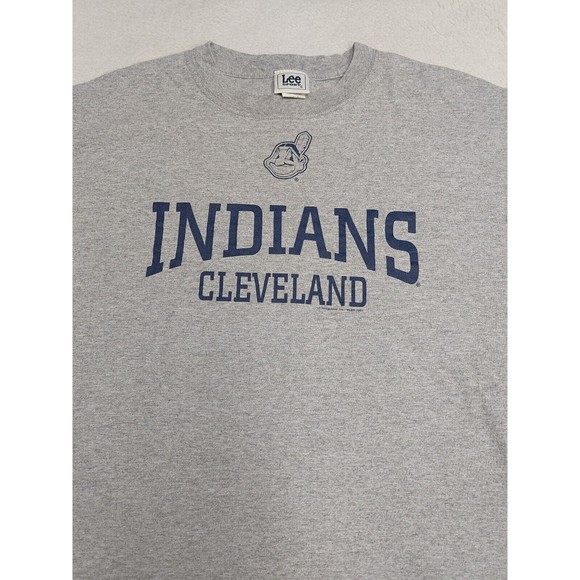 Vtg Y2K Cleveland Indians Gray T-Shirt  Lee Sport Chief Wahoo Men's Size XL - Picture 2 of 7
